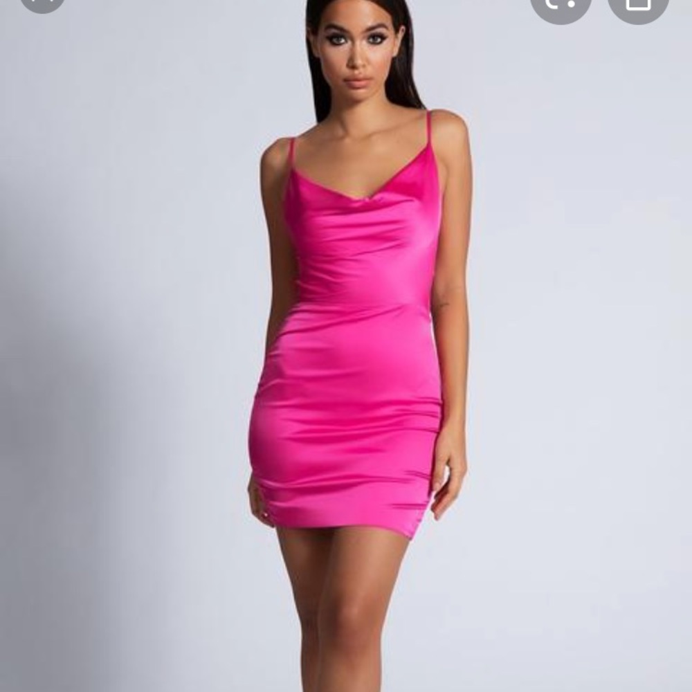 Meshki pink satin zoey mini dress_2